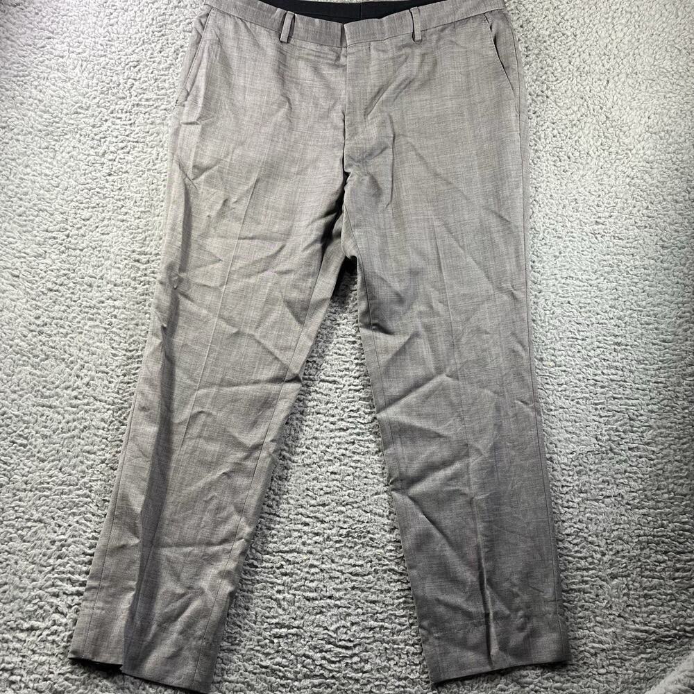 Hugo Boss Mens Suit Pants 38x30 Grey Slim Fit Virgin Wool Dress Trousers